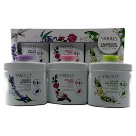Yardley Body Powder Gift Set Lavender Rose Lily 3 x 50g Vegan Plant Based