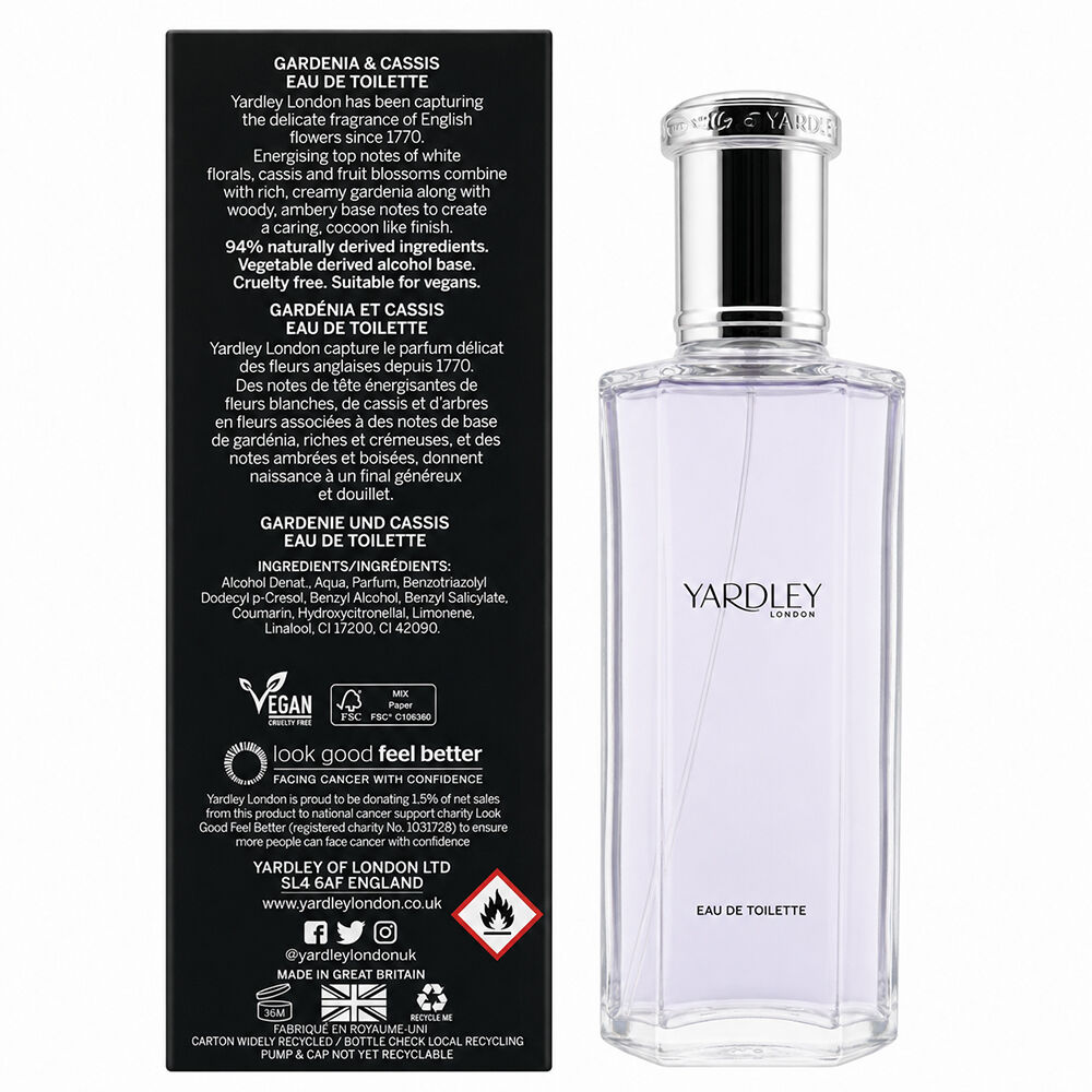 Yardley Gardenia and Cassis Eau De Toilette Women Perfume Spray 125ml EDT