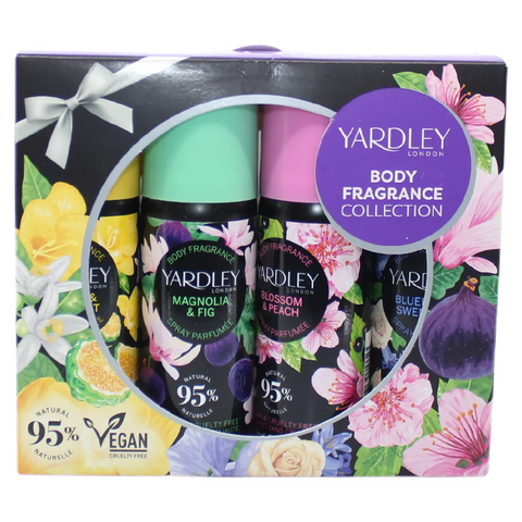 Yardley Body Spray Gift Set 4 x 50ml Freesia Magnolia Blossom Bluebell Floral