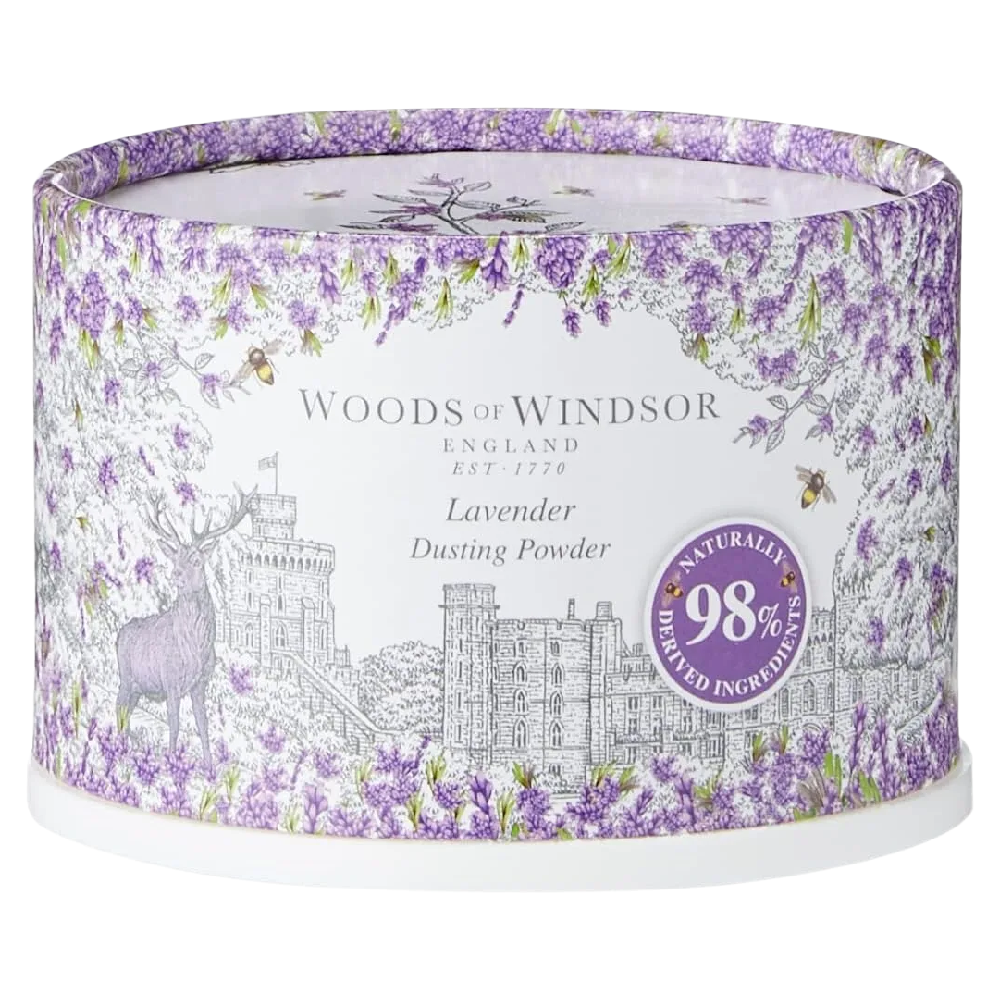 Woods of Windsor Lavender Dusting Powder 100g Body Powder With Puff