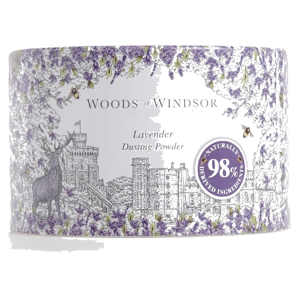 Woods of Windsor Lavender Dusting Powder 100g Body Powder With Puff