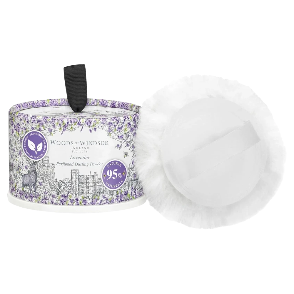 Woods of Windsor Lavender Dusting Powder 100g Body Powder With Puff