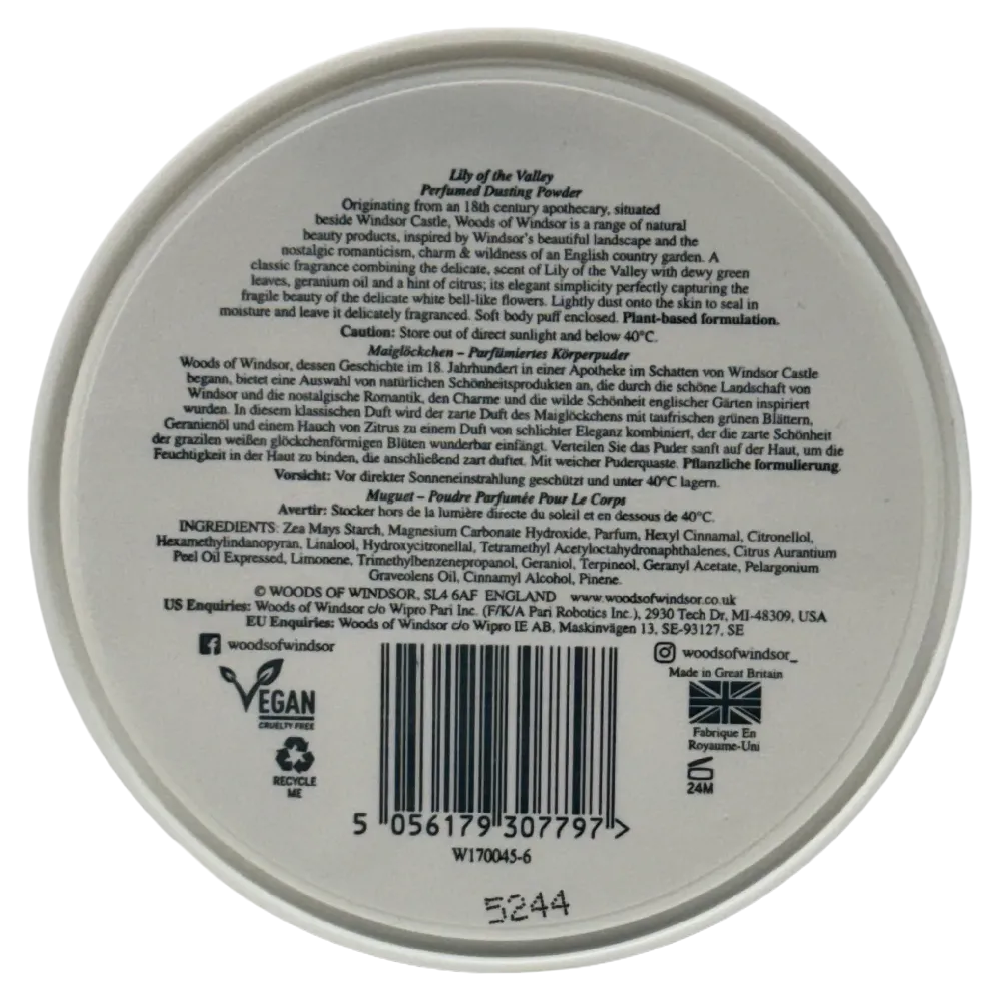 Woods of Windsor Lily of the Valley Dusting Powder 100g With Puff