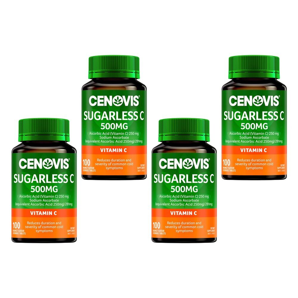 Cenovis Sugarless C 500mg Orange 100 Tablets Pack of 4