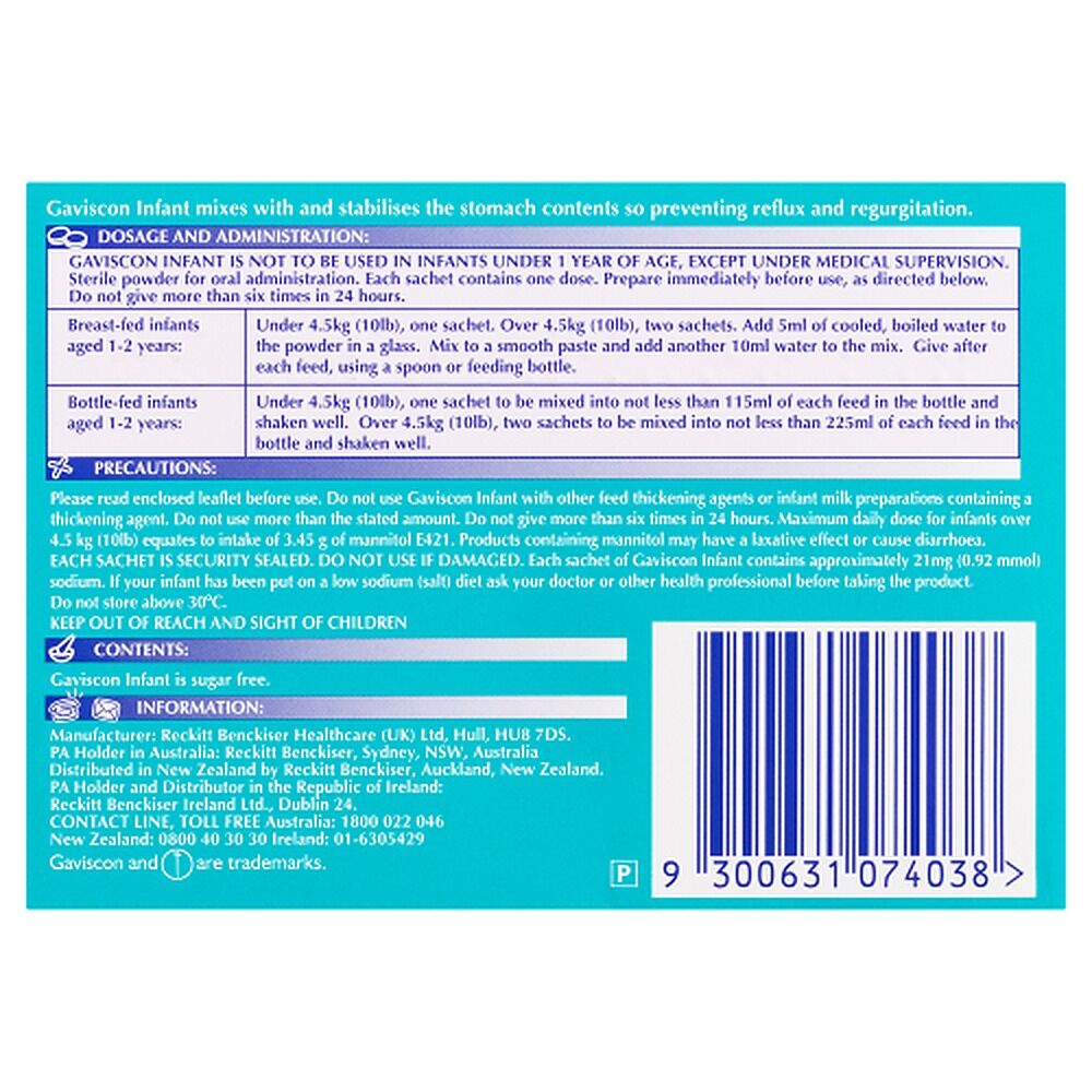 Gaviscon Infant Regurgitation & Gastric Reflux 30 Sachets