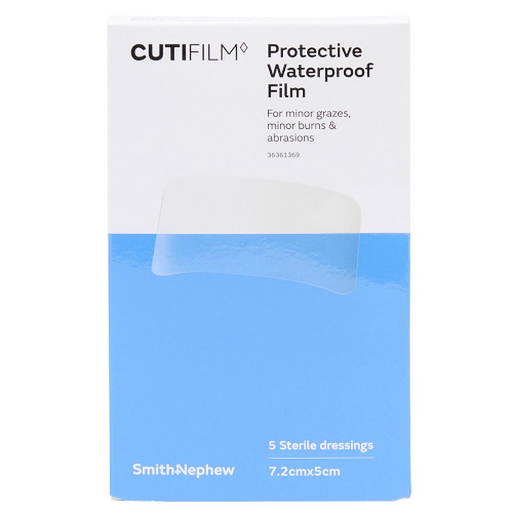 Cutifilm Protective Waterproof Film Dressing 7.2cm x 5cm 5 Pack