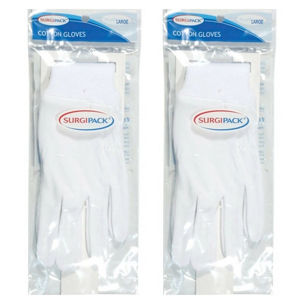 SurgiPack Cotton Gloves White Large Pair Pack of 2