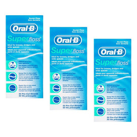 Oral-B Superfloss Dental Floss Pre-Cut Strands 50 Pack Bundle of 3