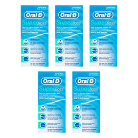 Oral-B Superfloss Dental Floss Pre-Cut Strands 50 Pack Bundle of 5