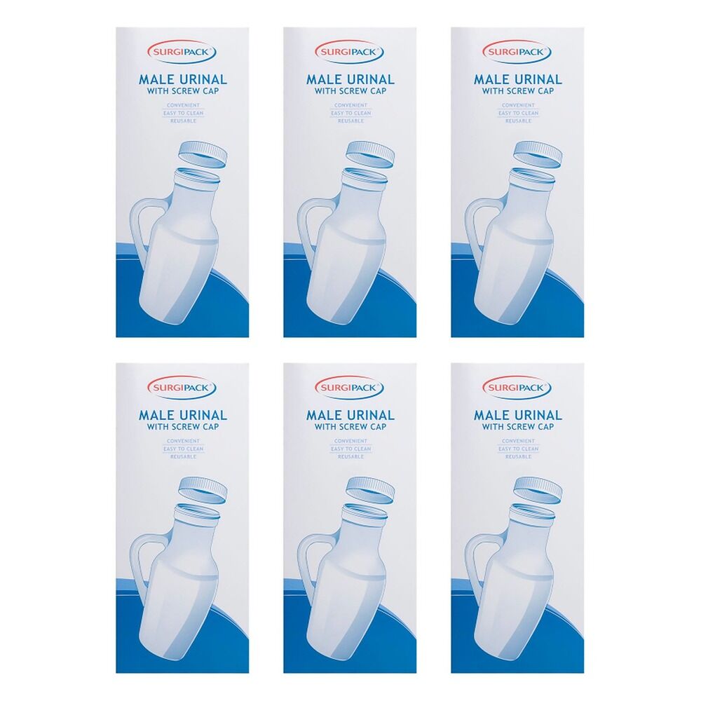 SurgiPack Male Urinal with Lid Pack of 6