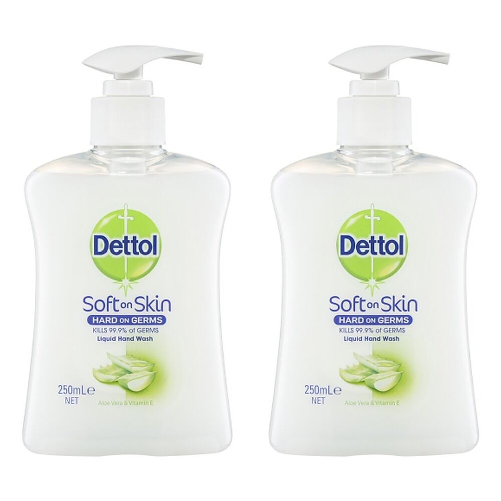 Dettol Antibacterial Liquid Hand Wash Pump Aloe Vera & Vitamin E 250mL Pack of 2