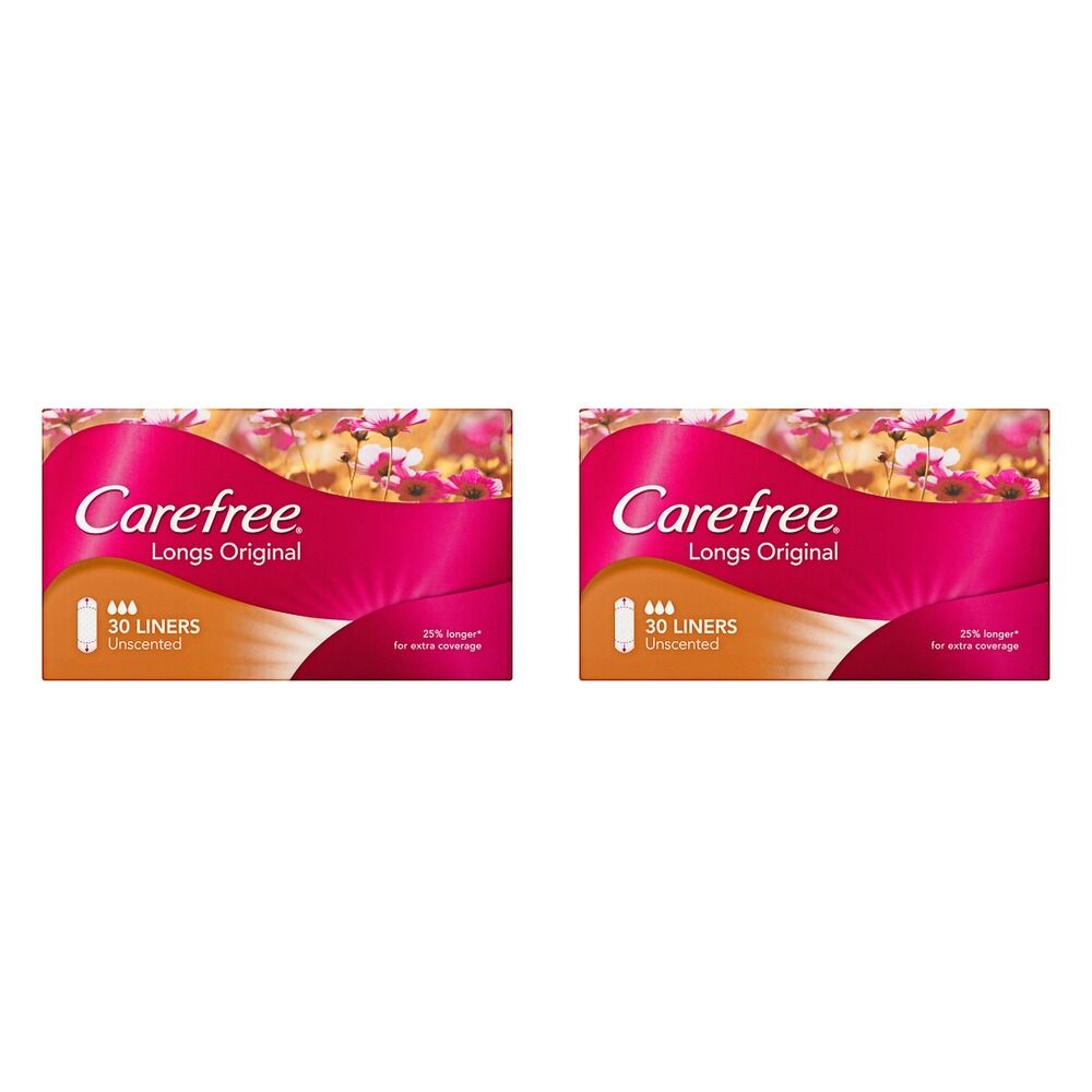 Carefree Longs Original Liners 30 Pack x 4 Bundle of 2