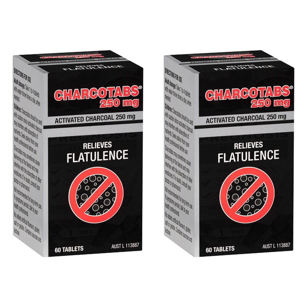 Charcocaps Charcotabs 250mg 60 Tablets Pack of 2