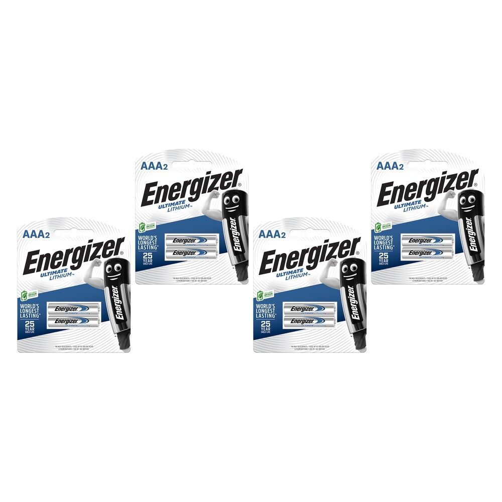 Energizer Ultimate Lithium AAA Batteries 2 Pack Bundle of 4