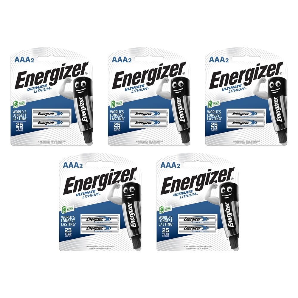 Energizer Ultimate Lithium AAA Batteries 2 Pack Bundle of 5