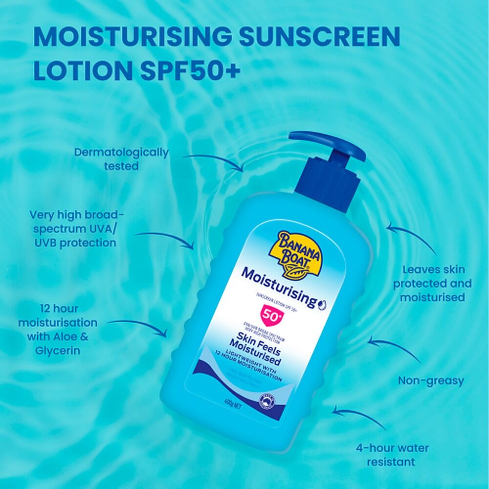 Banana Boat Moisturising Sunscreen Lotion Pump Pack SPF50+ 400g