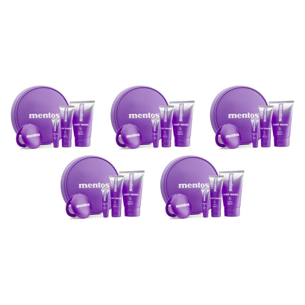 Mentos Fresh Travel Pack Grape 4 Piece Set Bundle of 5
