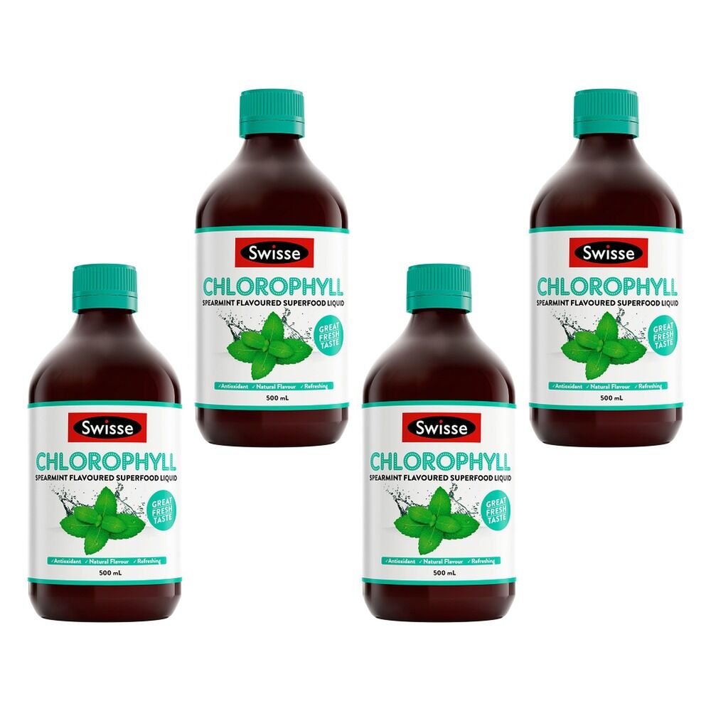 Swisse Chlorophyll Spearmint Flavoured Superfood Liquid 500mL Pack of 4