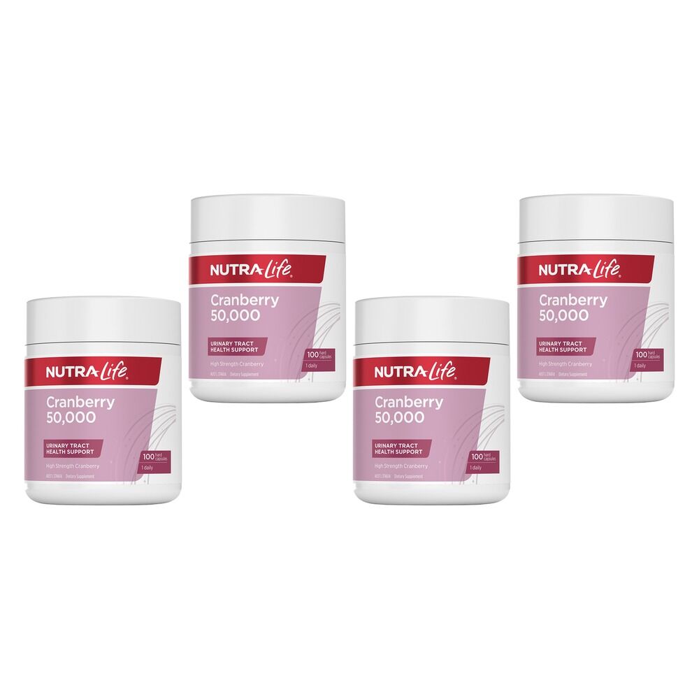 Nutra-Life Cranberry 50000 100 Capsules Pack of 4