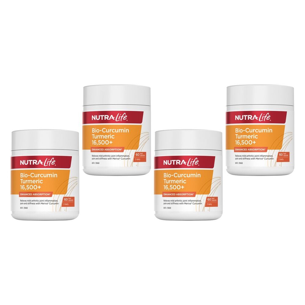 Nutra-Life Bio-Curcumin Turmeric 16,500+ 60 Capsules Pack of 4