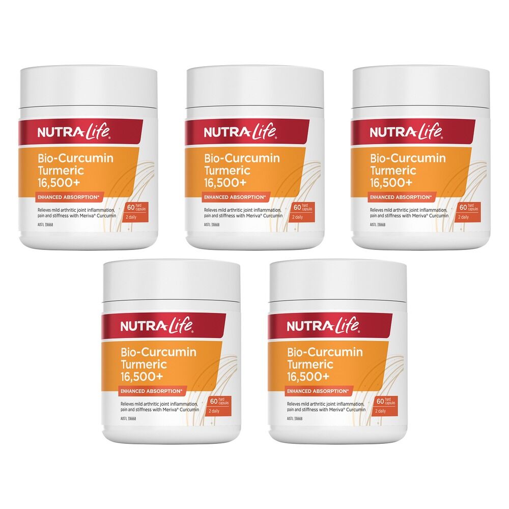 Nutra-Life Bio-Curcumin Turmeric 16,500+ 60 Capsules Pack of 5