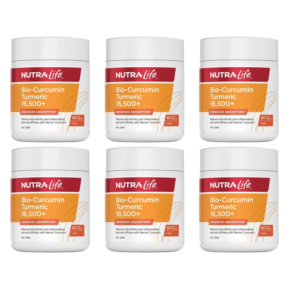 Nutra-Life Bio-Curcumin Turmeric 16,500+ 60 Capsules Pack of 6