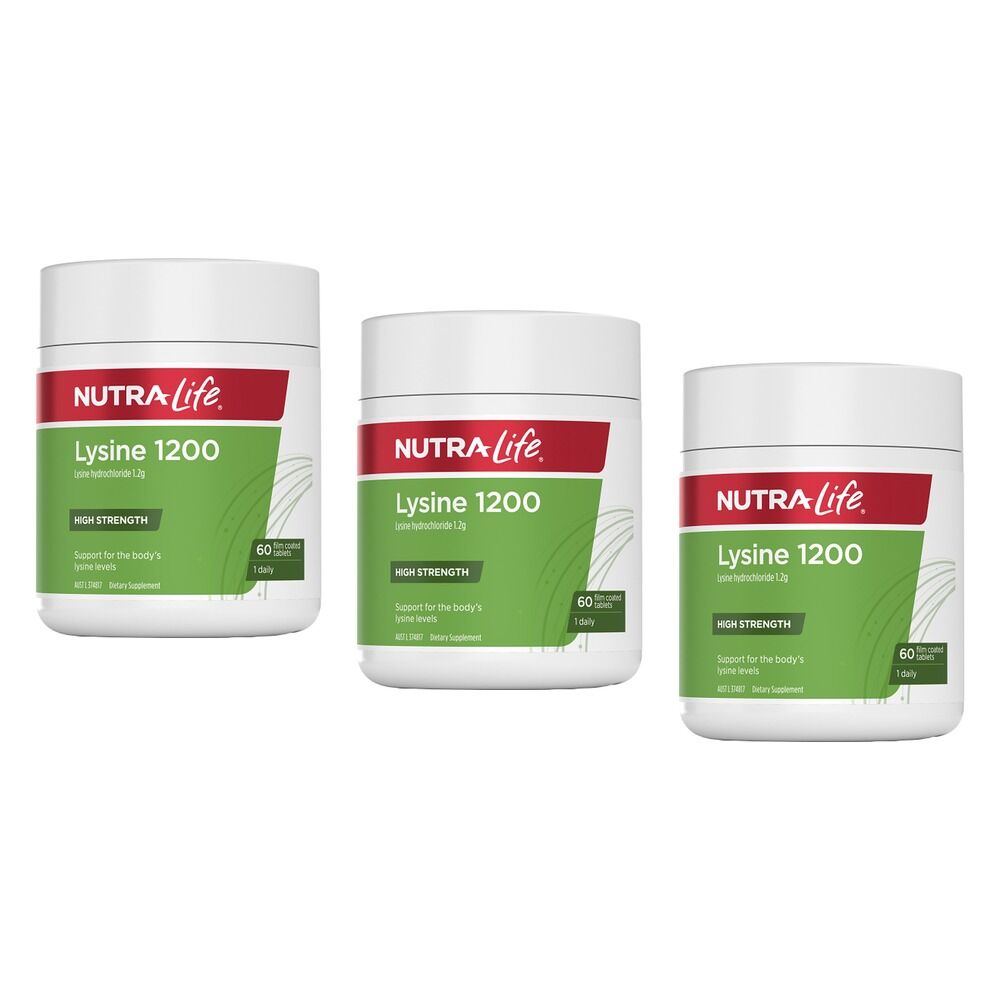 Nutra-Life L-Lysine 1200mg 60 Tablets Pack of 3