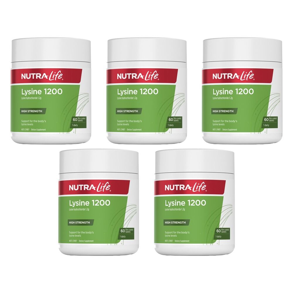 Nutra-Life L-Lysine 1200mg 60 Tablets Pack of 5