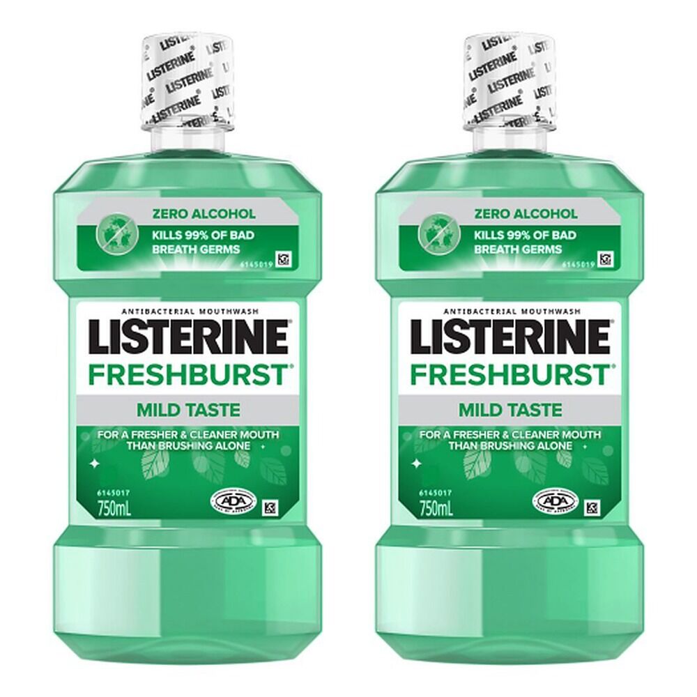 Listerine Freshburst Zero Mouthwash 750mL x 2 Bundle of 2