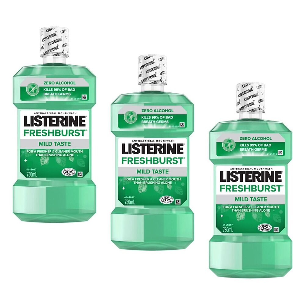 Listerine Freshburst Zero Mouthwash 750mL x 2 Bundle of 3