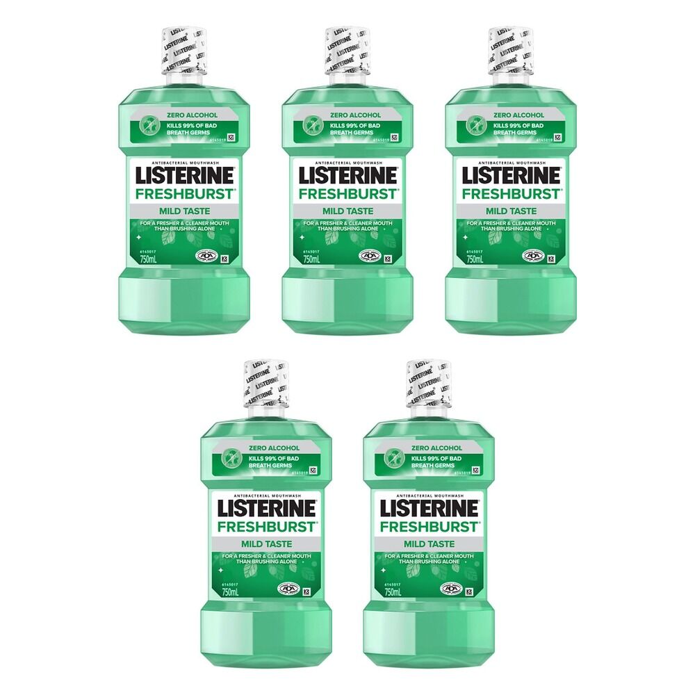 Listerine Freshburst Zero Mouthwash 750mL x 2 Bundle of 5