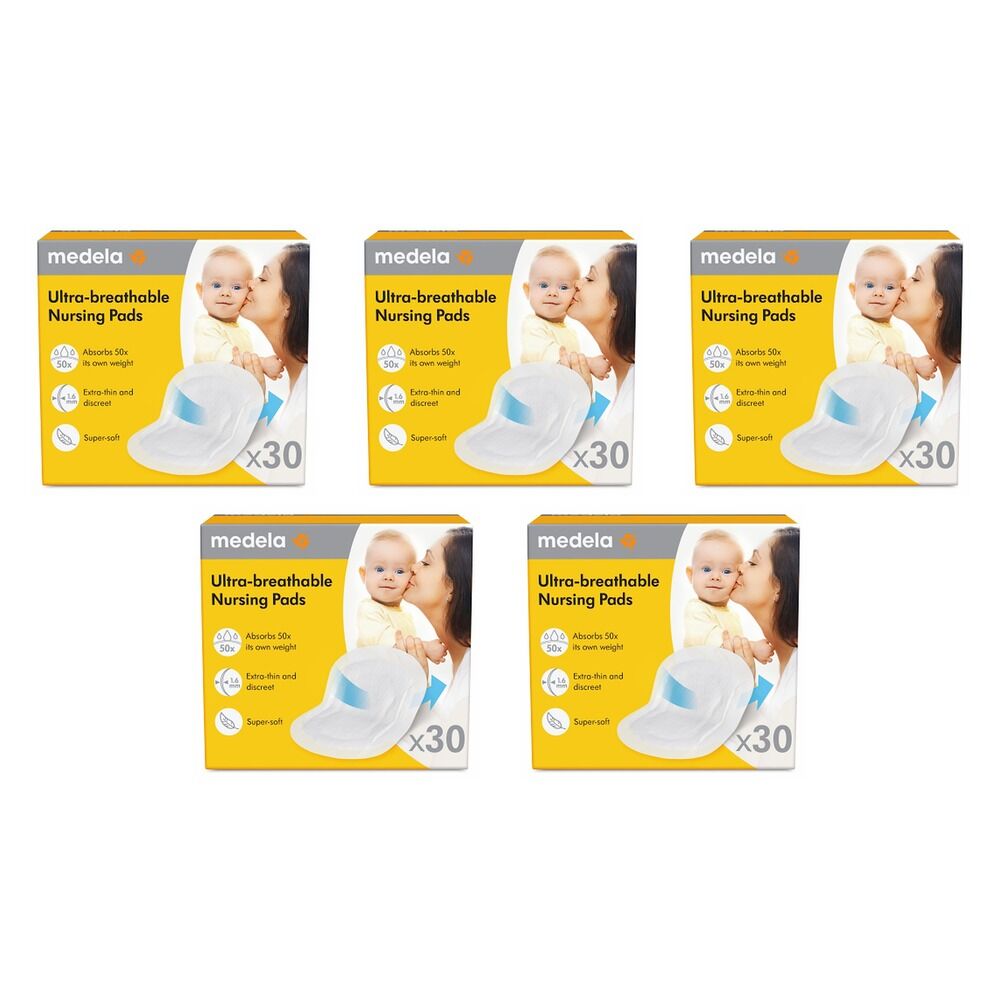 Medela Ultra Breathable Nursing Pads 30 Pack x 3 Bundle of 5