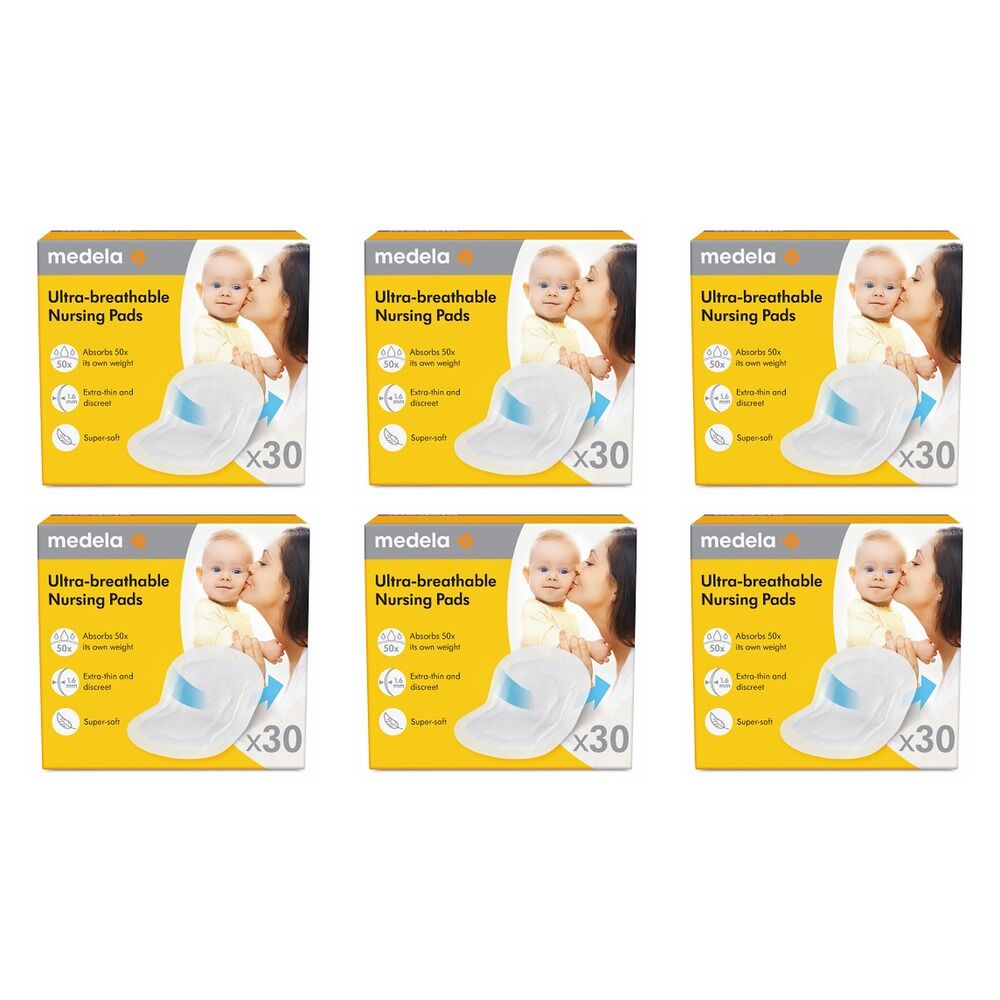 Medela Ultra Breathable Nursing Pads 30 Pack x 3 Bundle of 6