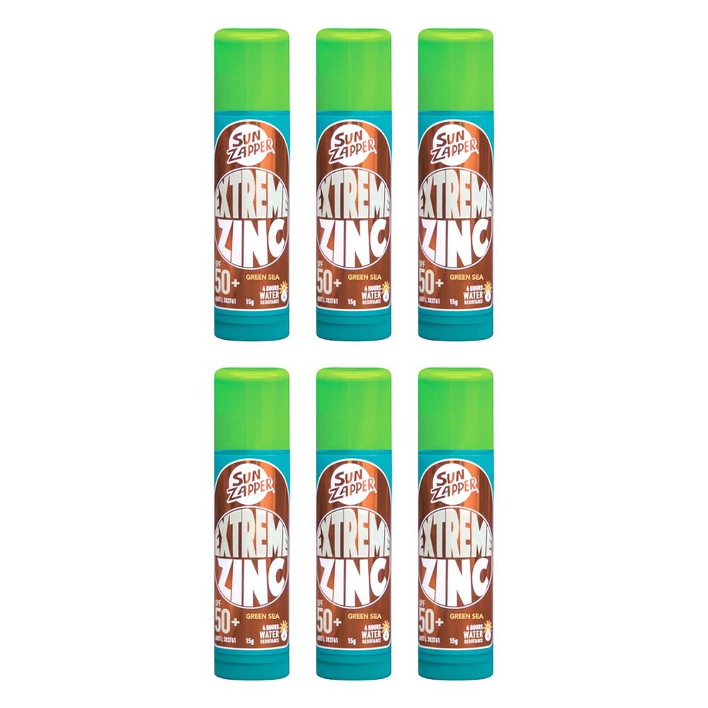 Sun Zapper Extreme Zinc Stick Green Sea 15g Pack of 6