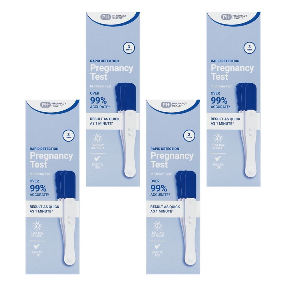 Pharmacy Health Pregnancy Test Midstream 3 Pack Bundle of 4