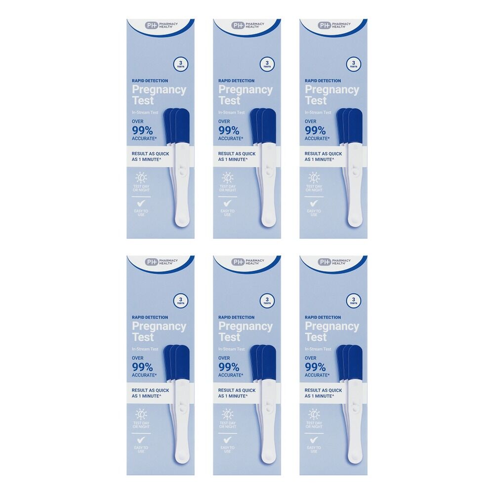 Pharmacy Health Pregnancy Test Midstream 3 Pack Bundle of 6