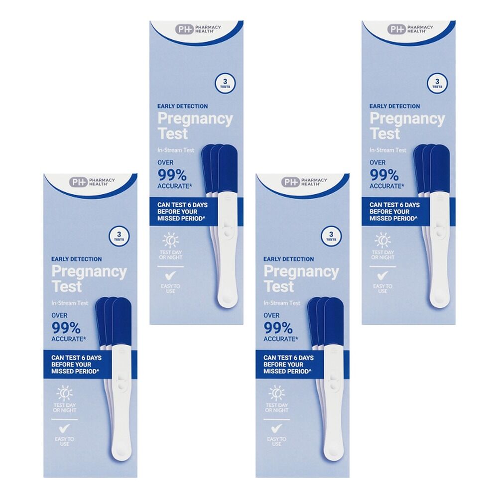 Pharmacy Health Early Detect Pregnancy Test Midstream 3 Pack Bundle of 4