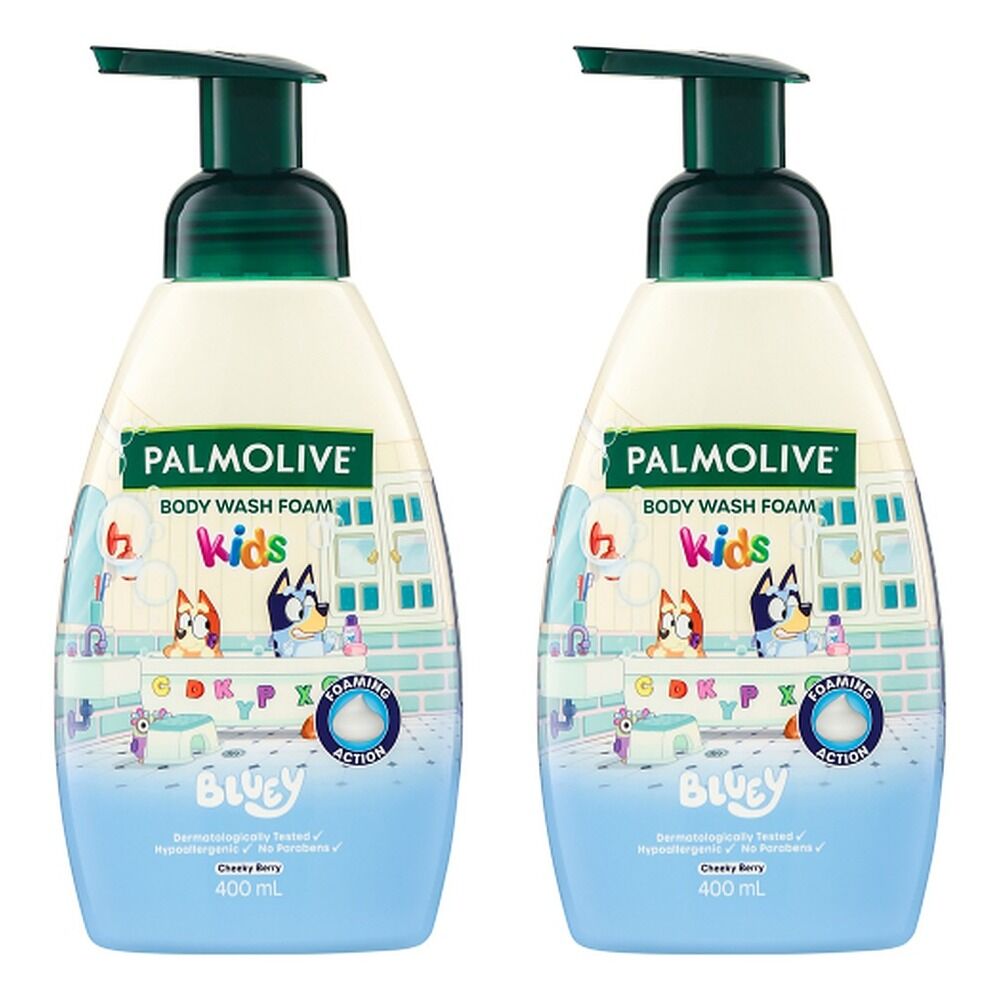 Palmolive Bluey Kids Body Wash Foam Cheeky Berry 400mL x 4 Bundle of 2