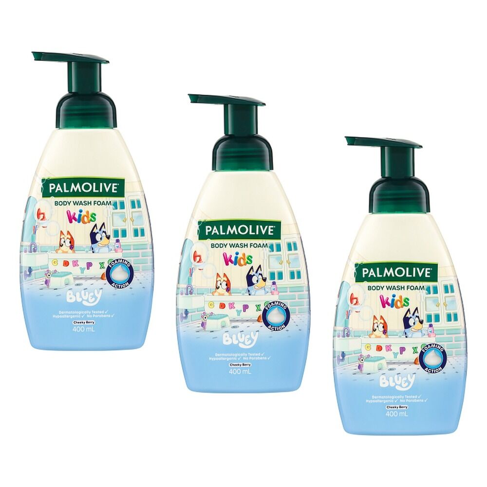 Palmolive Bluey Kids Body Wash Foam Cheeky Berry 400mL x 4 Bundle of 3