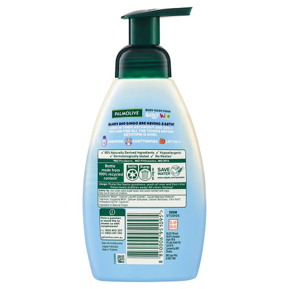 Palmolive Bluey Kids Body Wash Foam Cheeky Berry 400mL x 4
