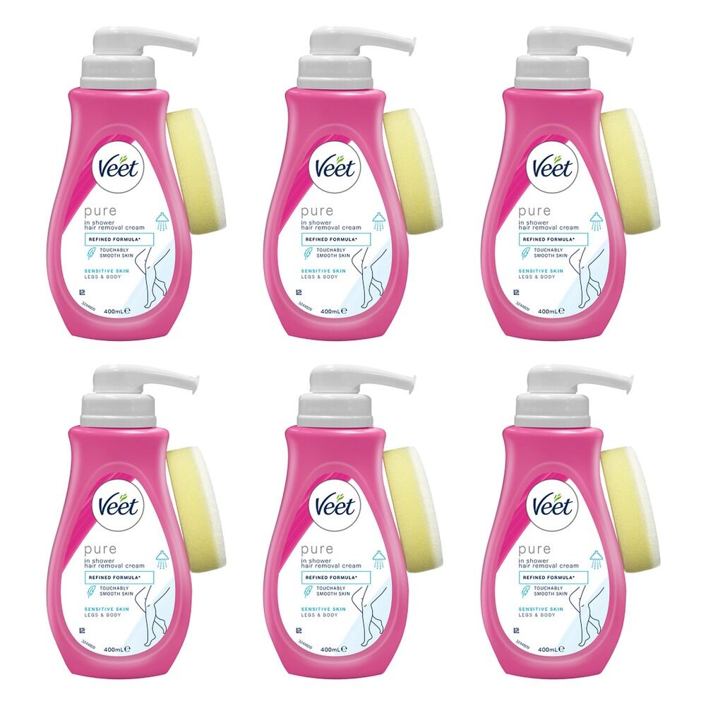 Veet Pure In Shower Hair Removal Cream 400mL Pack of 6