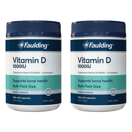 Faulding Vitamin D 1,000 IU 500 Capsules Pack of 2
