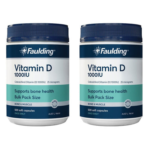 Faulding Vitamin D 1,000 IU 500 Capsules Pack of 2