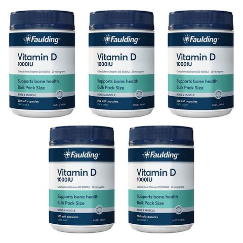 Faulding Vitamin D 1,000 IU 500 Capsules Pack of 5