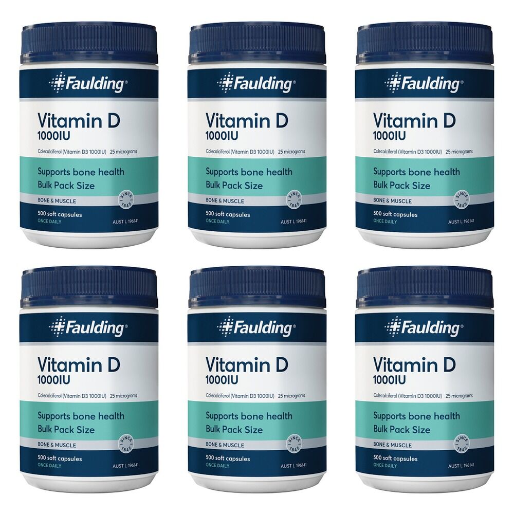 Faulding Vitamin D 1,000 IU 500 Capsules Pack of 6