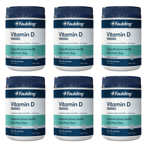 Faulding Vitamin D 1,000 IU 500 Capsules Pack of 6