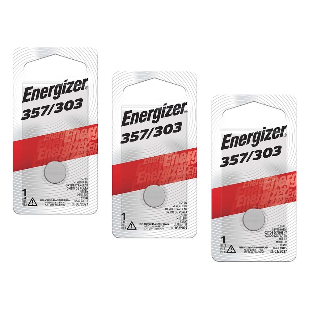 Energizer 357 Silver Oxide Watch Battery Pack of 3