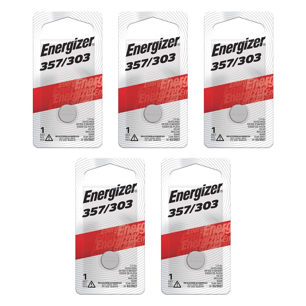 Energizer 357 Silver Oxide Watch Battery Pack of 5