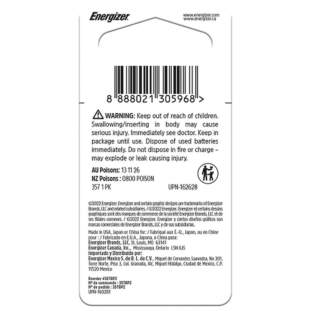 Energizer 357 Silver Oxide Watch Battery