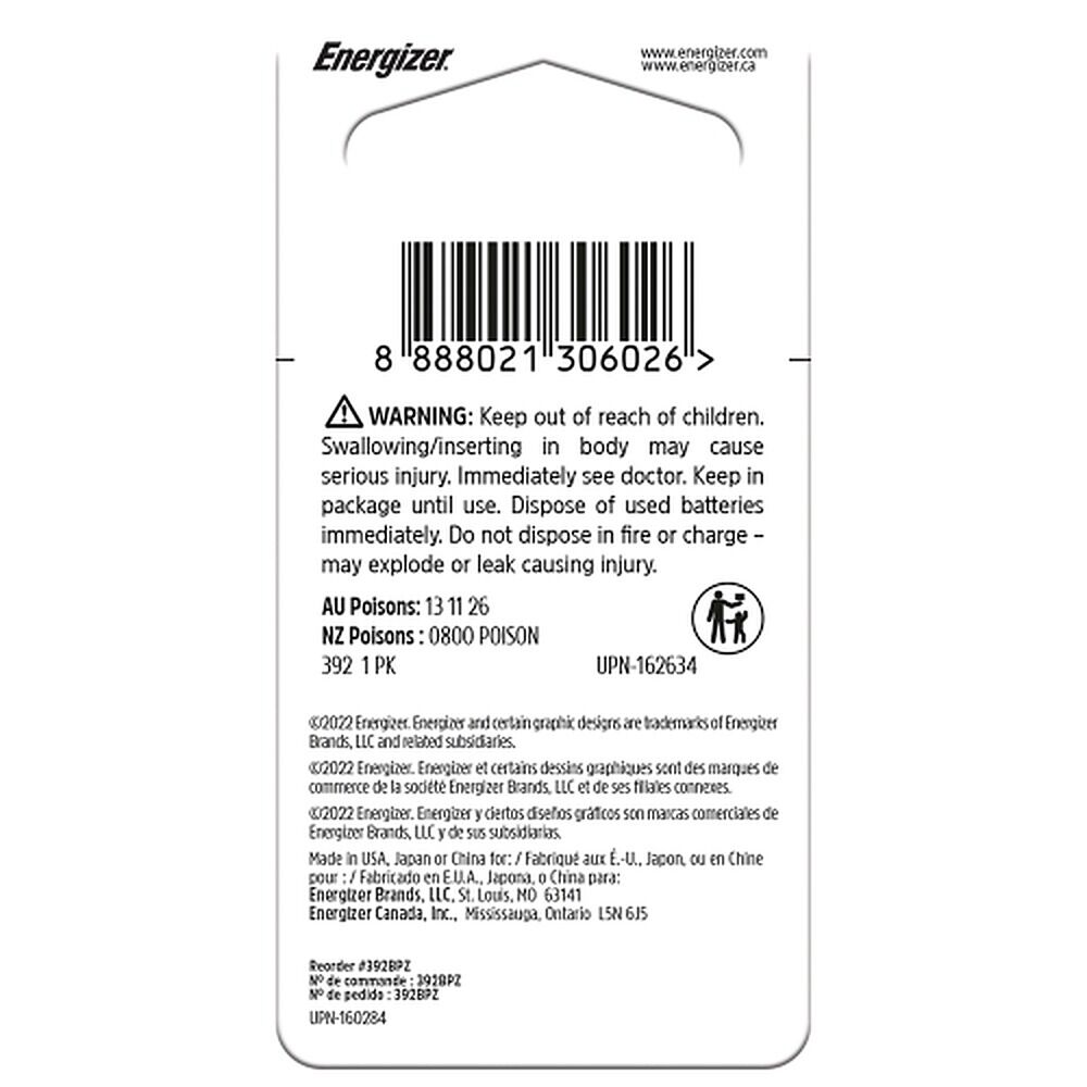 Energizer 392 Silver Oxide Watch Battery